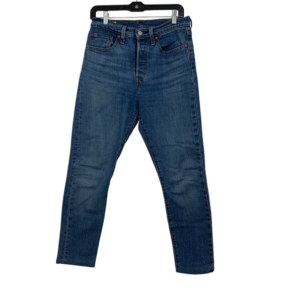 Levi's Denim - Levis 501 Skinny Fit Jeans Womens Blue Denim Button Fly SZ 28W 27L Classic Style